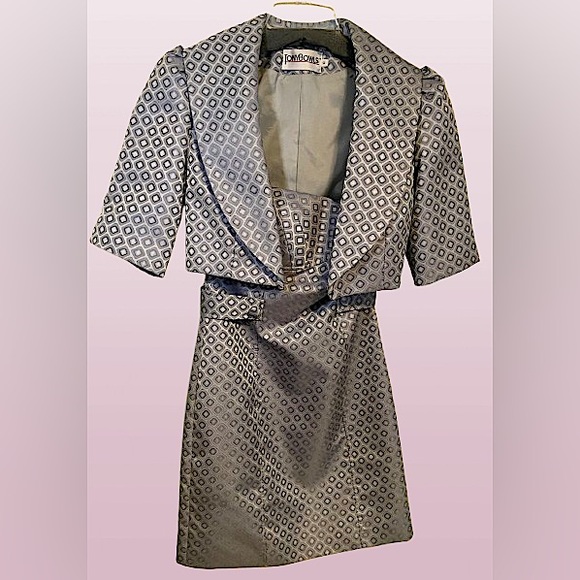 Gray Patterned Dress with Jacket - Picture 1 of 2